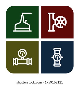 Set of gas icons. Such as Storage tank, Valve, Manometer, Pipe , gas icons