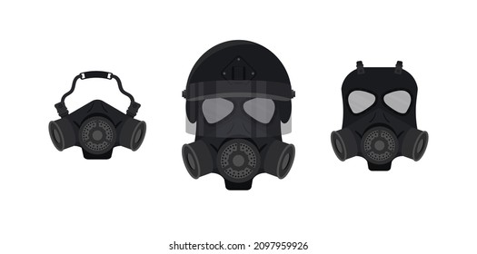 Set Gas-Maske-Symbol einzeln auf weißem Hintergrund