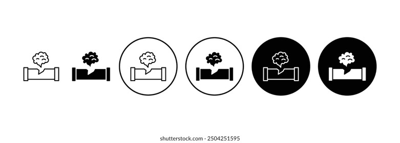 Conjunto de colección de icono de fuga de tubería de gas. Símbolo de fuga de tubería de gas. Ilustración vectorial.