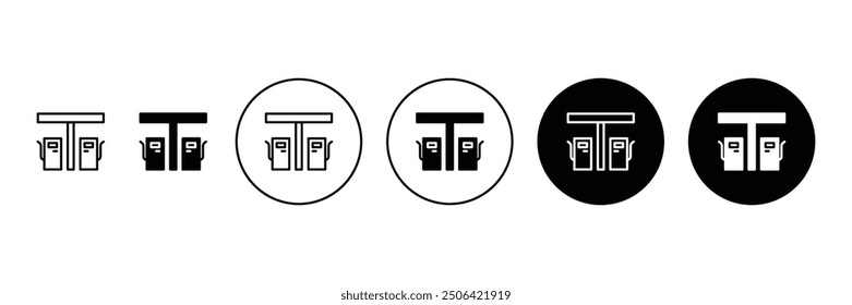 Set of Gas station icon collection with circle. Gas station symbol. Vector Illustration.