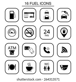 Set of gas station icons. Isolated. Vector illustration