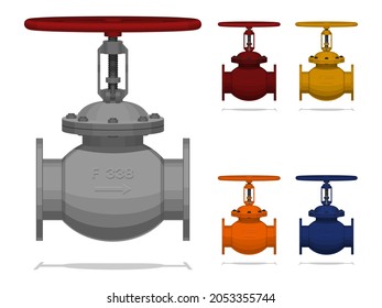 set of gate valve on white background