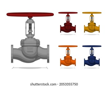 set of gate valve on white background