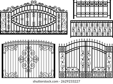 Conjunto de puertas y vallas Vector Imagen