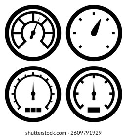 Set of Gauge Icons for Speedometer and Meter Symbols