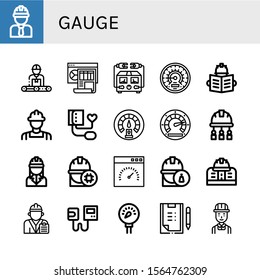Set of gauge icons. Such as Engineer, Dashboard, Electric meter, Barometer, Blood pressure, Speedometer, Engineering, Sphygmomanometer, Pressure, Scoring , gauge icons