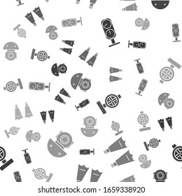Set Gauge scale, Rubber flippers for swimming, Industry metallic pipes and valve and Aqualung on seamless pattern. Vector