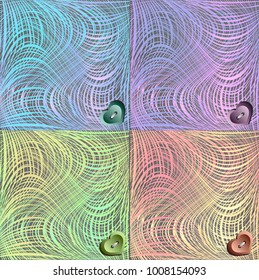 Set of gauze wavy colored textures. Vector illustration.