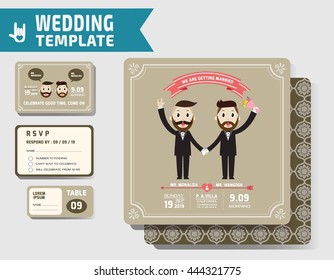 Set of Gay wedding Invitations Template. Vector Illustration. modern design.
homosexual concept.