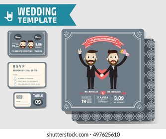 Set of Gay wedding Invitations Template.
Vector Illustration. modern design.
homosexual concept.