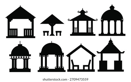 Set of gazebo s vector illustration