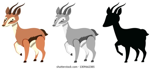 Set of gazelle character illustration