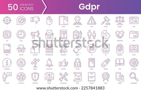 Set of gdpr icons. Gradient style icon bundle. Vector Illustration