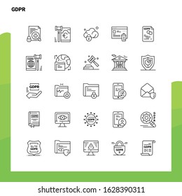 Set of GDPR Line Icon set 25 Icons. Vector Minimalism Style Design Black Icons Set. Linear pictogram pack.