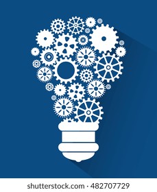 set gear bulb team work design isolated