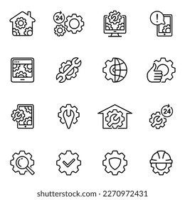 set of gear or cogwheel icons vector. gear and service line icons, cogwheel, gear, setting, work and system