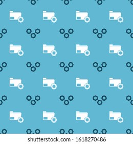Set Gear and Folder settings with gears on seamless pattern. Vector