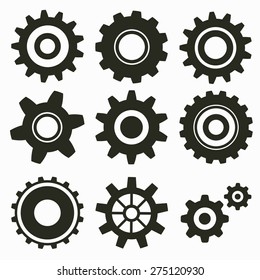 Set of gear icon on white