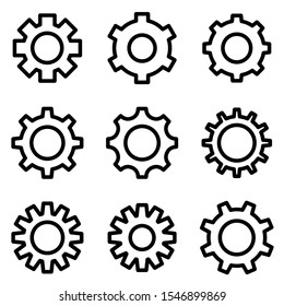 Set of gear icon. symbol of setting or configuration with trendy flat line style icon for web, logo, app, UI design. isolated on white background. vector illustration eps 10
