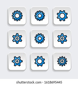 Set of gear icon with trendy filled line style icon for web, logo, app, UI design. isolated on white background. vector illustration eps 10