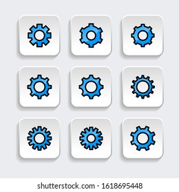 Set of gear icon with trendy filled line style icon for web, logo, app, UI design. isolated on white background. vector illustration eps 10