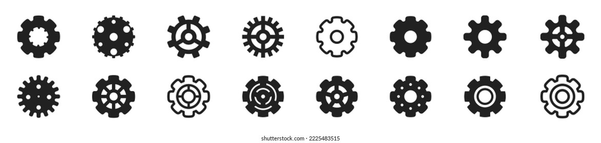 Set of gear icon. Gear wheel icon set. Cogwheel symbol collection. Vector illustration.