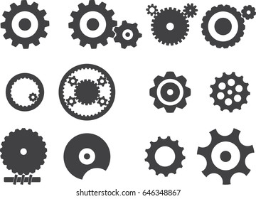 Set of gear icons