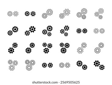 Set of gear icons. gears icon symbol vector isolated on white background