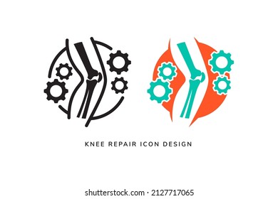 conjunto de la plantilla de diseños de logotipo Gear y knee. diseño de estilo de color de contorno y negrita. 