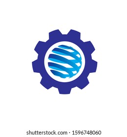 Set of gear logo combination. Mechanic and technology symbol or icon. Unique factory and industrial logotype design template.