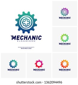 Set of Gear Logo Design Concepts. Mechanical Gear Logo Template Vector. Icon Symbol
