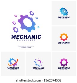 Set of Gear Logo Design Concepts. Mechanical Gear Logo Template Vector. Icon Symbol