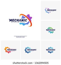 Set of Gear Logo Design Concepts. Mechanical Gear Logo Template Vector. Icon Symbol