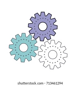 set gear machinery icon in color section silhouette vector illustration