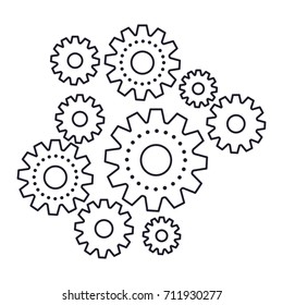 set gear machinery monochrome silhouette on white background vector illustration