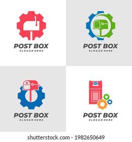Conjunto de la plantilla vectorial del logotipo de Gear Post Box, conceptos de diseño del logotipo de Creative Post Box.