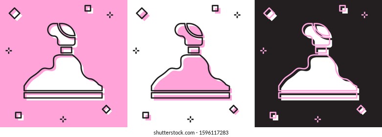 Set Gear shifter icon isolated on pink and white, black background. Transmission icon.  Vector Illustration