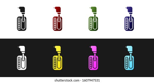 Set Gear shifter icon isolated on black and white background. Transmission icon.  Vector Illustration