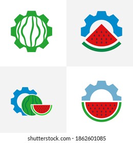 Set of Gear Watermelon logo vector template, Creative Watermelon logo design concepts