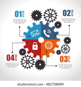set gear wheel team work design isolated