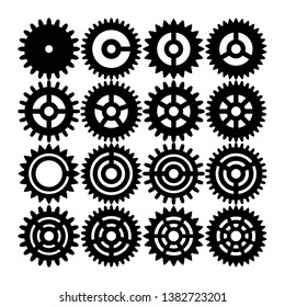 Set of gear wheels. Black and white silhouettes. vector illustration.
