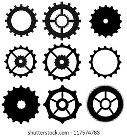 Set of gear wheels collection on white background, vector illustration