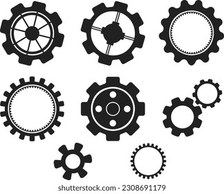 Set of gear wheels flat icons