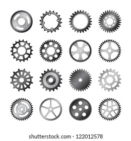 set of gear wheels vector