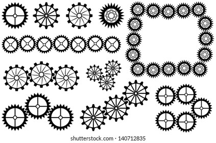 Set of gear wheels vector on white background