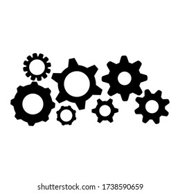 Set of gears, black outlines on a white background. Vector illustration, flat design, eps 10.