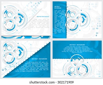 Set of gears and circuit board with arrows on abstract vector background