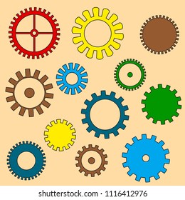 a set of gears of different shapes