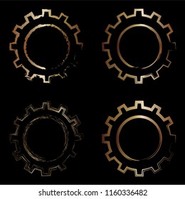A set of gears in gold. Vector illustration