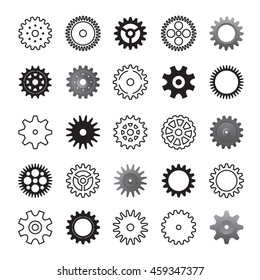 Set of gears icon. Gearwheel icon and industrial element, Vector outline Illustration. 